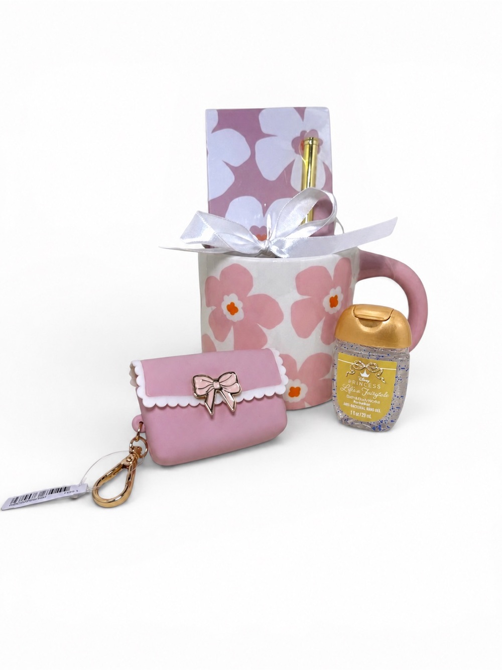 NWT Pink Floral Coquette Gift Set Mug Notebook Pen Bow Keychain BBW Princess